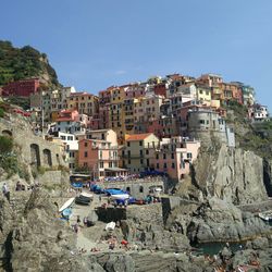 Panoramic view of residential district against sky