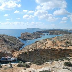 Scenic view of sea against cloudy sky