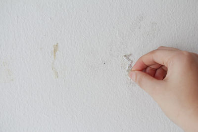 Cropped hand of person holding snow