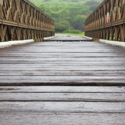 Surface level of wooden footbridge