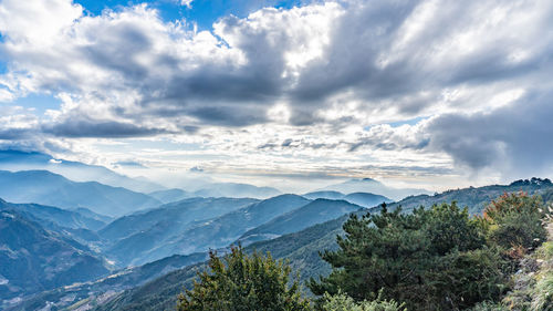 Scenic view of mountains against sky