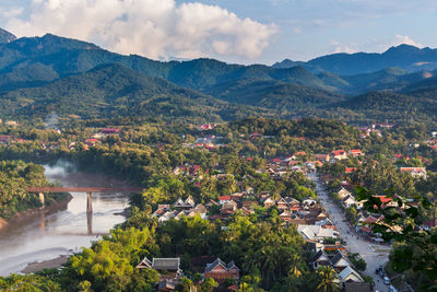 High angle view of luang prabang