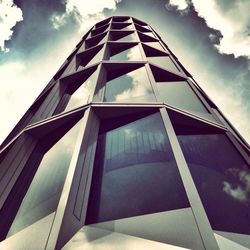 Low angle view of modern building against sky