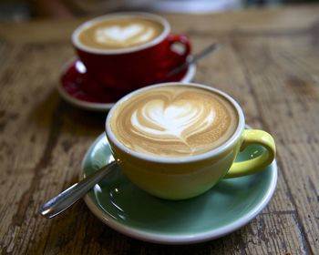 Coffee cup on table