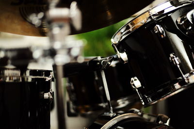 Close-up of drum kit