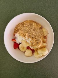 High angle view of breakfast in plate on table