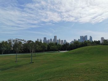 Scenic view of field against sky