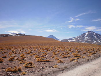 Scenic view of desert at san pedro de atacama against sky