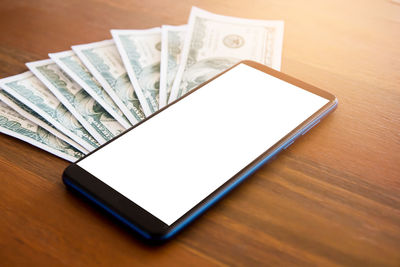 High angle view of laptop on table