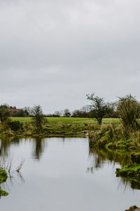 Scenic view of lake against sky