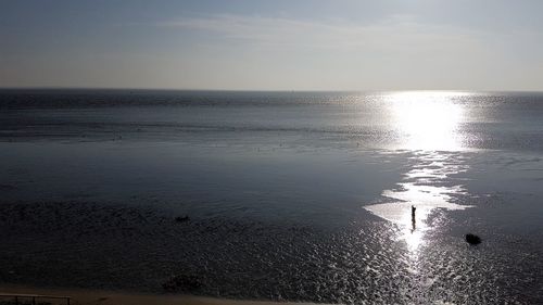 Scenic view of sea against sky at sunset