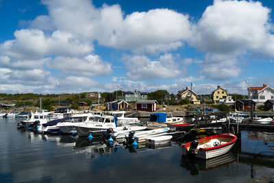 Boats moored in harbor