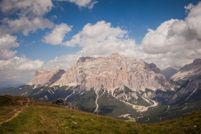 Panoramic view of landscape and mountains against sky