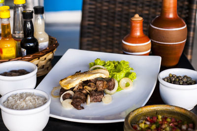 Close-up of food on table