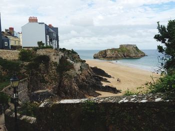 Scenic view of sea against cloudy sky