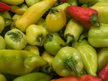 Full frame shot of bell peppers at market