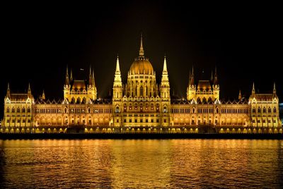 View of illuminated buildings at night