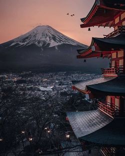 View of buildings in city during winter