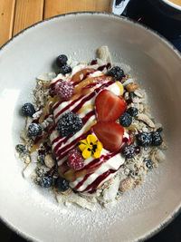 High angle view of breakfast in plate