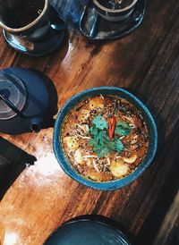 High angle view of food on table