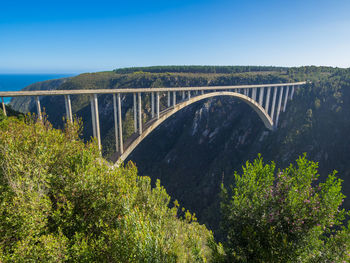 Bridge over river against clear sky