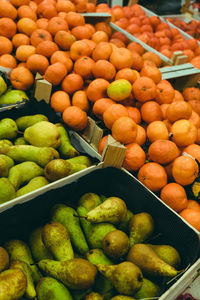 High angle view of fruits for sale in market