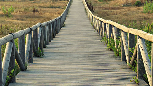 Footbridge amidst field