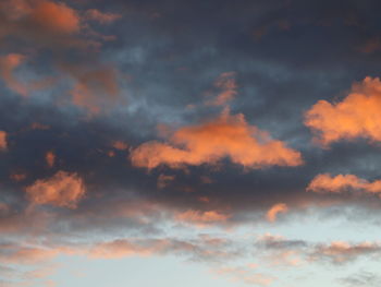 Low angle view of cloudy sky during sunset