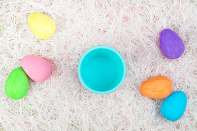 High angle view of multi colored pencils