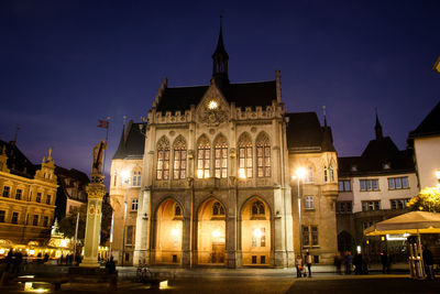 Facade of building at night