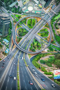 High angle view of traffic on road