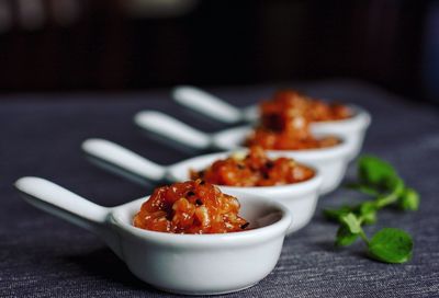 Close-up of food in bowl on table