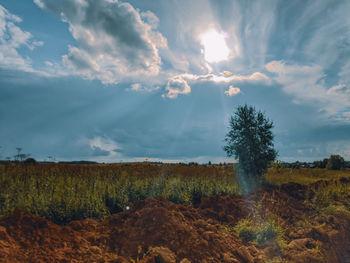 Scenic view of land against sky