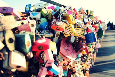 Close-up of padlocks