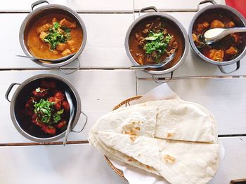 High angle view of food on table