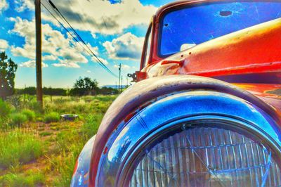 View of train against blue sky