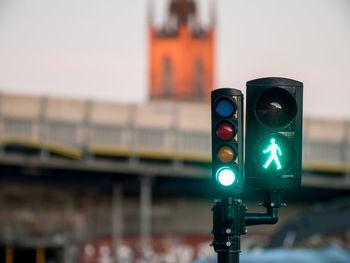 Close-up of illuminated road sign