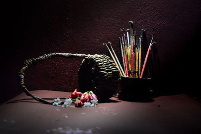 Close-up of flowers on table