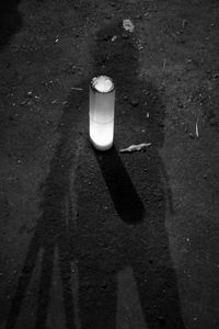 High angle view of drink on road in city