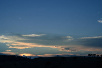 Scenic view of silhouette landscape against sky at sunset