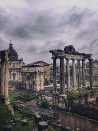 Old ruin building against cloudy sky