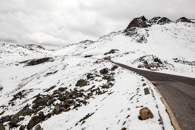 Snow covered mountain against sky