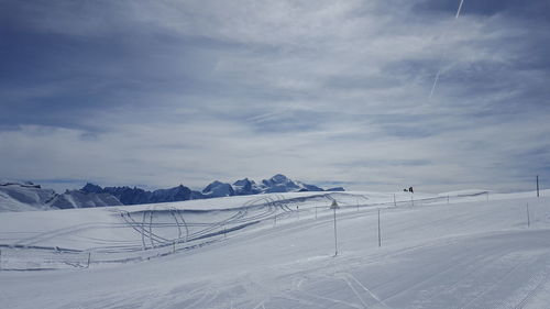 Scenic view of ski field 