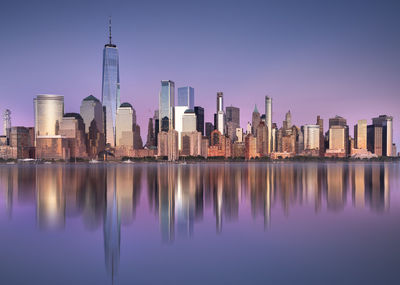 Reflection of buildings in city