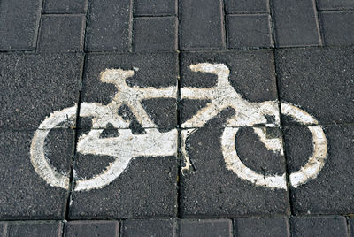 High angle view of zebra crossing on road