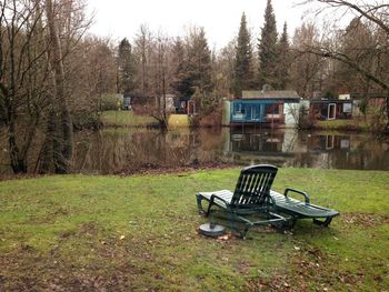 Empty bench in park