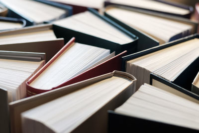 Close-up of books on table