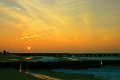 Scenic view of sea at sunset