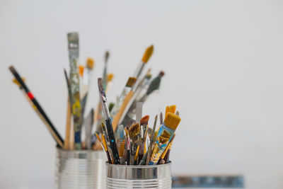 Paintbrushes on table