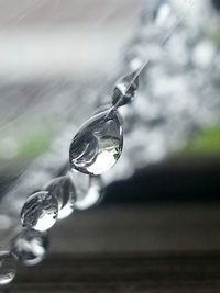 Close-up of water drops on glass